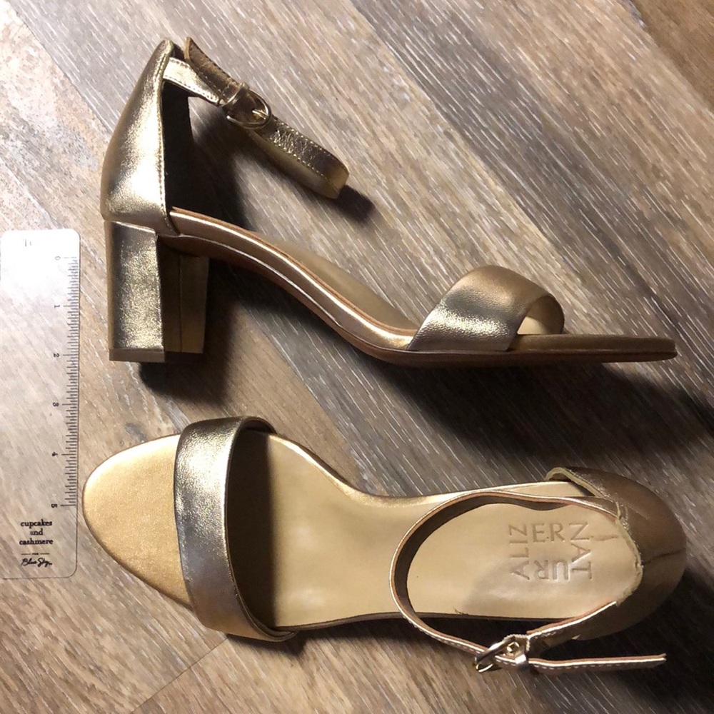 Metallic Gold Ankle Strap Heels